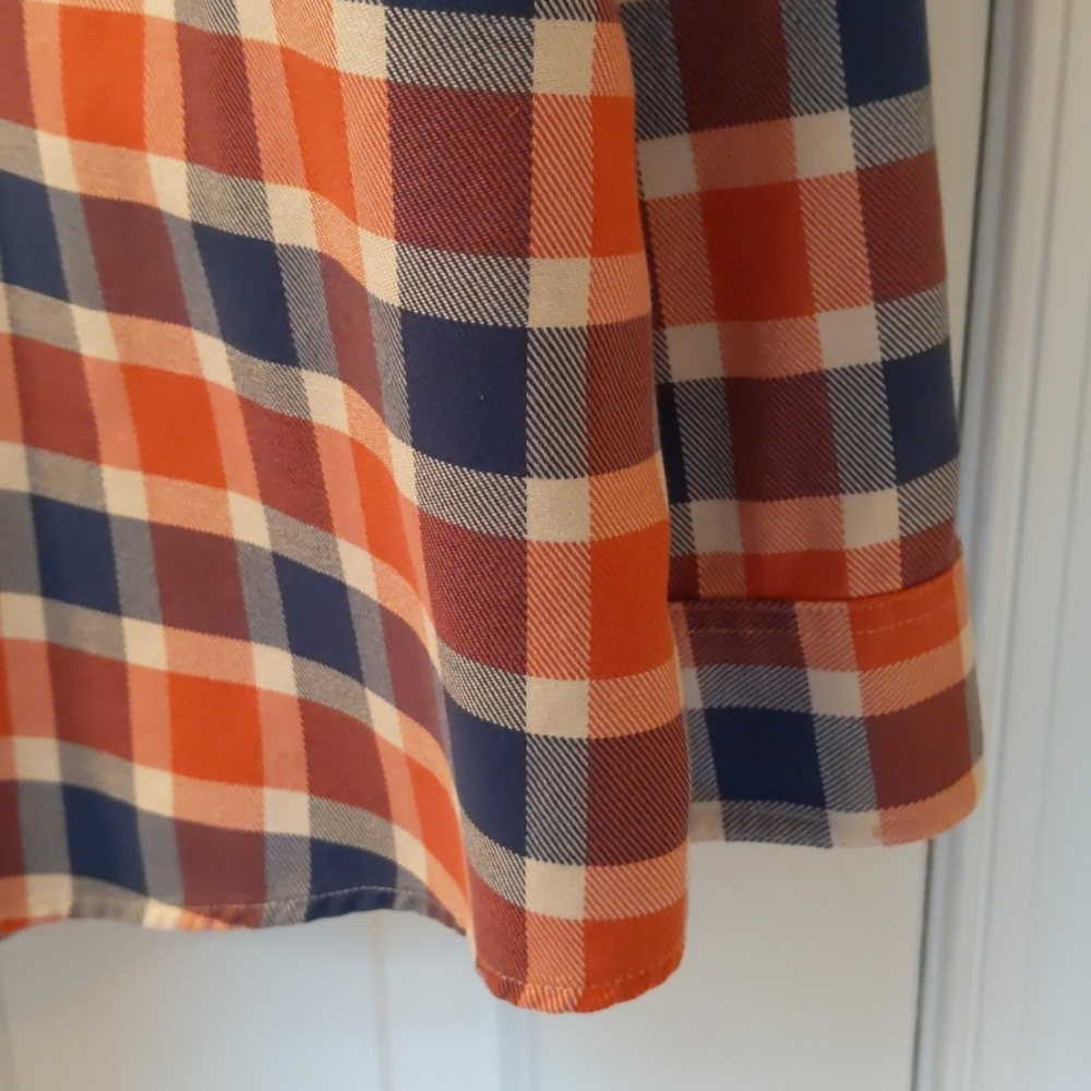 LL Bean Red White Blue Plaid Shirt L/S . Size L - Picture 6 of 11